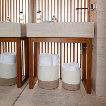 OrganiHaus White Planter Cover, Planter Baskets for Plant Pots, Boho Plant Pot Covers, Woven Plant Basket Indoor, Decorative Jute Basket Cachepot, Floor Planters, Tree Basket, (10 & 12 inch)