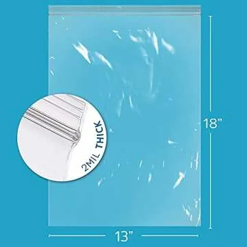GPI Pack of 100 13" X 18" Clear Plastic Reclosable Zip Bag - Bulk 2 Mil Thick Strong & Durable Poly ...