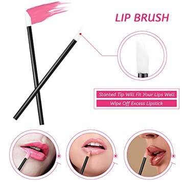 260 Pieces Disposable Makeup Tools Kit, Eyeliner Brushes Mascara Wands Lipstick Applicators Plastic Organizer Box Short Waterproof Cape Stainless Steel Makeup Palette, Spatula (Black) (Black)