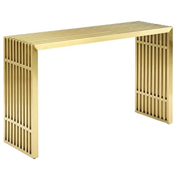 Modway Gridiron Console Table in Gold Stainless Steel