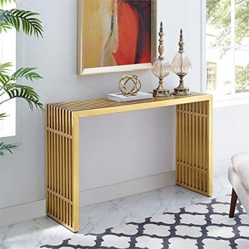 Modway Gridiron Console Table in Gold Stainless Steel