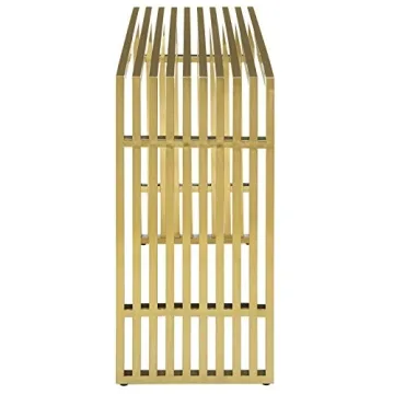 Modway Gridiron Console Table in Gold Stainless Steel