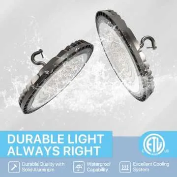 HYPERLITE High Bay LED Lights 150W, 10 Packs LED High Bay Light 21000LM, LED UFO Light Fixture for Barn Gym Shop Workshop Garage Warehouse Factory ETL Listed 2024 New