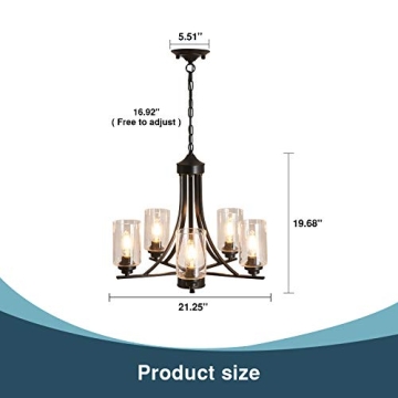 SZXYKEJI Black 5-Lights Glass Chandelier for Elegant Spaces