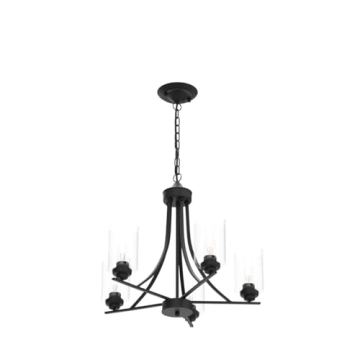 SZXYKEJI Black 5-Lights Glass Chandelier for Elegant Spaces