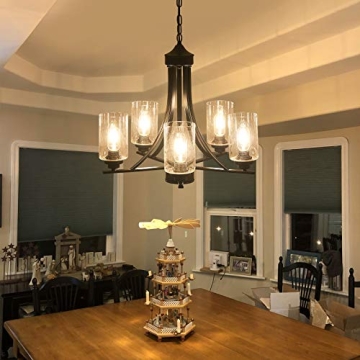 SZXYKEJI Black 5-Lights Glass Chandelier for Elegant Spaces