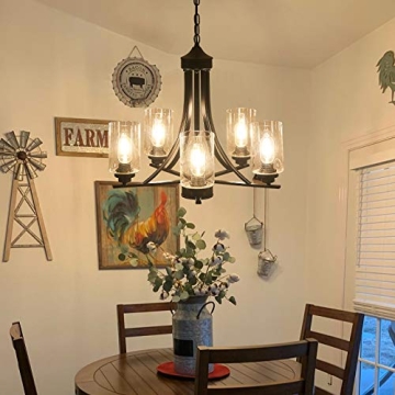SZXYKEJI Black 5-Lights Glass Chandelier for Elegant Spaces