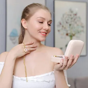 Travel Jewelry Case with Mirror for Women & Girls