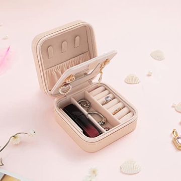 Travel Jewelry Case with Mirror for Women & Girls