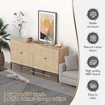 Stylish Rattan Sideboard Cabinet for Organized Living