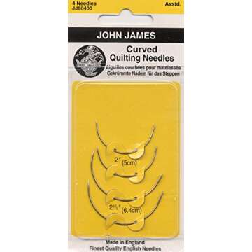 Colonial Needle JJ60400 Curved Quilting Hand Needles, 4-Pack , Yellow