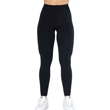 AUROLA Dream Collection Workout Leggings for Women High Waist Seamless Scrunch Athletic Running Gym Fitness Active Pants Dark Black L