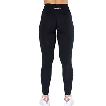 AUROLA Dream Collection Workout Leggings for Women High Waist Seamless Scrunch Athletic Running Gym Fitness Active Pants Dark Black L