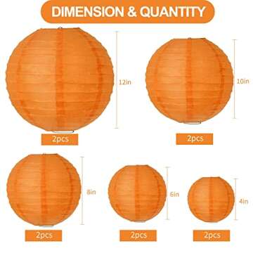 BEISHIDA Orange Round Paper Lanterns Decorative Hanging Asia Chinese Japanese Paper Lanterns Lamp fo...