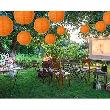 BEISHIDA Orange Round Paper Lanterns Decorative Hanging Asia Chinese Japanese Paper Lanterns Lamp for Birthday Wedding Halloween Baby Bridal Shower Fall Home Decor Party Decoration（10 Packs）