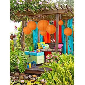 BEISHIDA Orange Round Paper Lanterns Decorative Hanging Asia Chinese Japanese Paper Lanterns Lamp for Birthday Wedding Halloween Baby Bridal Shower Fall Home Decor Party Decoration（10 Packs）