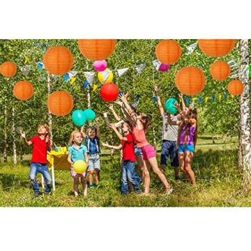 BEISHIDA Orange Round Paper Lanterns Decorative Hanging Asia Chinese Japanese Paper Lanterns Lamp for Birthday Wedding Halloween Baby Bridal Shower Fall Home Decor Party Decoration（10 Packs）