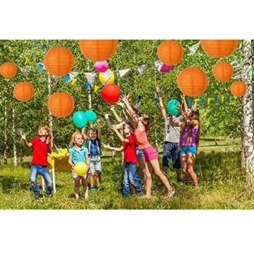 BEISHIDA Orange Round Paper Lanterns Decorative Hanging Asia Chinese Japanese Paper Lanterns Lamp for Birthday Wedding Halloween Baby Bridal Shower Fall Home Decor Party Decoration（10 Packs）