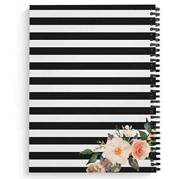 Classic Floral Personalized Notebook/Journal, Laminated Soft Cover, 120 pages of your selected paper, lay flat wire-o spiral. Size: 8.5” x 11”. Made in the USA