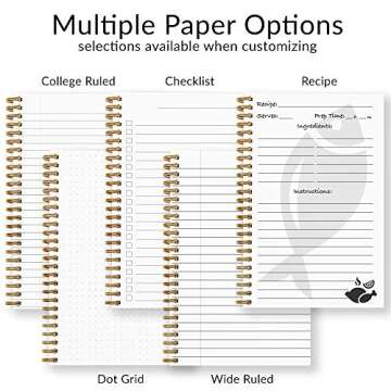 Classic Floral Personalized Notebook/Journal, Laminated Soft Cover, 120 pages of your selected paper, lay flat wire-o spiral. Size: 8.5” x 11”. Made in the USA