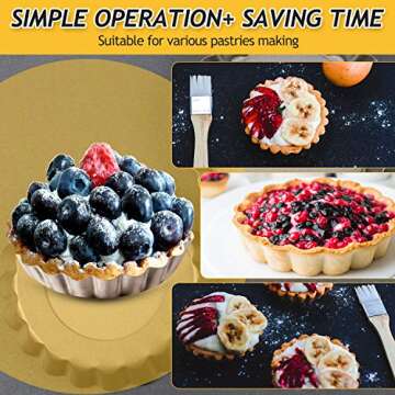 10 Pieces Mini Tart Pan with Removable Bottom, Nonstick Quiche Pan for Baking Pies, Quiche Cheese Cakes and Desserts (Gold,4 Inch)