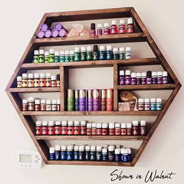 Handmade Hexagon Essential Oil Shelf - Store 175-235 Bottles
