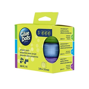 Glue Dots Project Pack, 200 (.375'') Adhesive Dots Each, Permanent, Removable & Poster Dot N' Go Dis...