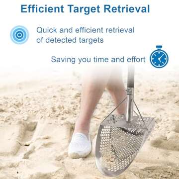 CKG Sand Scoop for Metal Detecting Heavy Duty Sand Sifter Scoop Stainless Steel 304, Metal Detector Scoop Shovel for Treasure Hunting Beach & Metal Detector Accessories, Pro