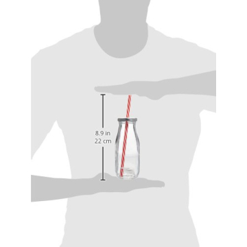 Estilo Glass Milk Bottles Set with Lids and Straws for Kids