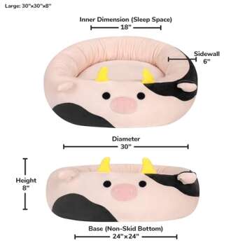 Squishmallows Connor The Cow 30-Inch Pet Bed - Ultra Soft Plush