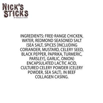 Nick's Sticks Free Range Clean & Balanced Chicken Snack Sticks | Made in the USA | Gluten Free | Paleo, Keto, Whole30 Approved | No Soy, Antibiotics or Hormones (25-1.7oz. Packages of 2 Sticks)