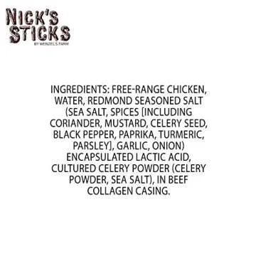 Nick's Sticks Free Range Clean & Balanced Chicken Snack Sticks | Made in the USA | Gluten Free | Paleo, Keto, Whole30 Approved | No Soy, Antibiotics or Hormones (25-1.7oz. Packages of 2 Sticks)