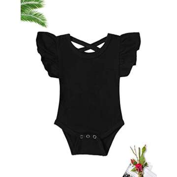 KANGKANG Newborn Baby Girls Clothes Ruffle Sleeve Romper + Leopard Pant + Leopard Headband 3PCS Outfit Set 3-6 Months…