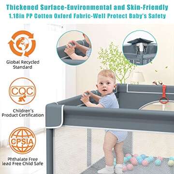 Baby Playpen, 79" X 63" Large Baby Playard Playpen for Babies and Toddlers, Play Pens for Indoor & O...