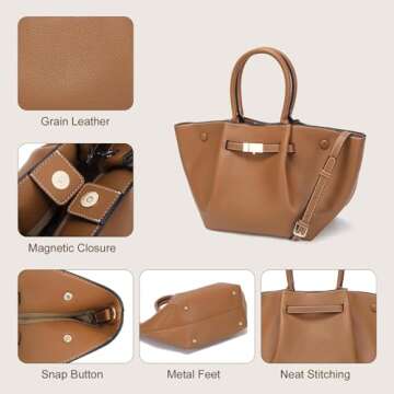 CATMICOO Faux Leather Tote Bag for Women - Luxury Handbag