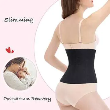 Nebility Maternity Belly Band Postpartum Recovery Belt Waist Trainer Abdominal Wrap C-section Postnatal Girdle (L, Black)