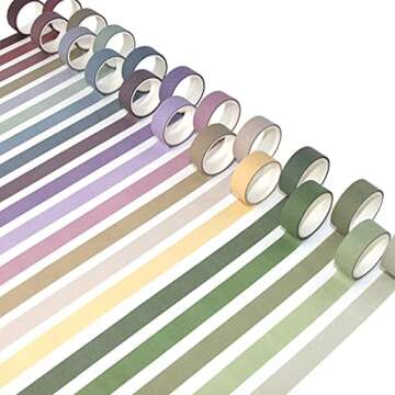 20 Rolls Colored Washi Tape Set for Crafts & DIY Projects