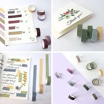 20 Rolls Colored Washi Tape Set for Crafts & DIY Projects