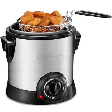 Chefman Fry Guy Deep Fryer with Removable Basket - Easy Cleaning, Adjustable Temp, 1L Capacity