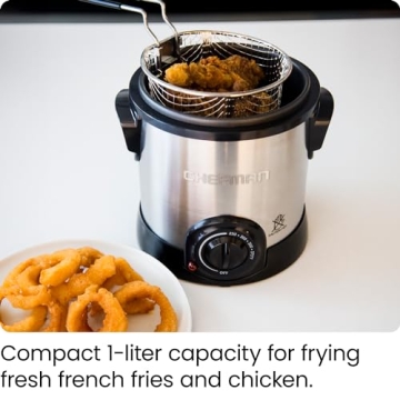 Chefman Fry Guy Deep Fryer, Adjustable Temperature, 1L Capacity