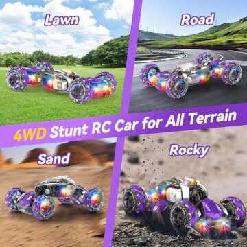 Nicella Gesture Sensing RC Stunt Car, Remote Control Cars Transformer Toys for Age 5-7 6-12 8 9 10 11 Yr Boys Girls, Christmas Birthday Gifts Toys for Kids, 2.4Ghz Hand Control 360° Rotating Toys Car