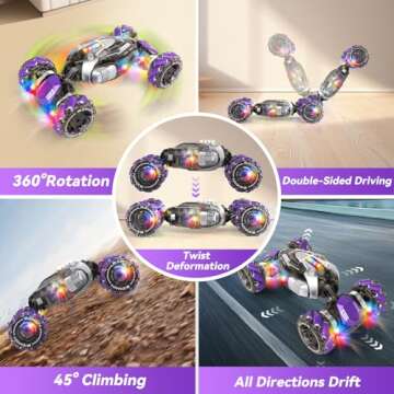 Nicella Gesture Sensing RC Stunt Car, Remote Control Cars Transformer Toys for Age 5-7 6-12 8 9 10 11 Yr Boys Girls, Christmas Birthday Gifts Toys for Kids, 2.4Ghz Hand Control 360° Rotating Toys Car
