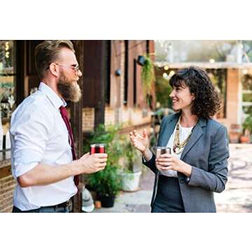 COMOOO Stainless Steel Wine Tumbler with Lid, 12 OZ | Double Wall Vacuum Insulated Travel Tumbler Cup for Coffee, Wine, Cocktails, Ice Cream Cup With Lid (Rose gold)