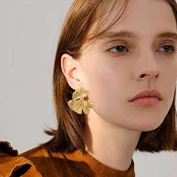 Stylish Ginkgo Leaf Earrings 14K Gold Plated for Women