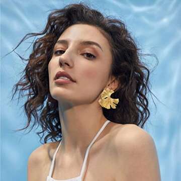 Stylish Ginkgo Leaf Earrings 14K Gold Plated for Women