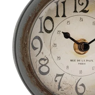 Creative Co-Op Grey Pewter Mantel Clock with Birds