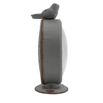 Creative Co-Op Grey Pewter Mantel Clock with Birds