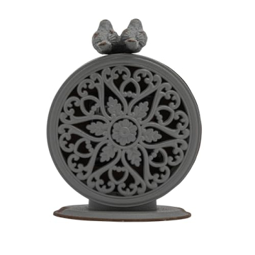 Creative Co-Op Grey Pewter Mantel Clock with Birds
