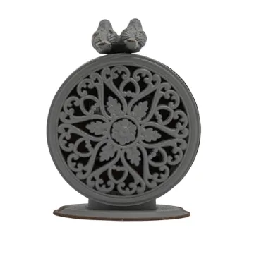 Creative Co-Op Grey Pewter Mantel Clock with Birds