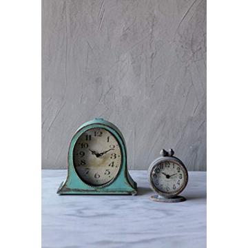 Creative Co-Op Grey Pewter Mantel Clock with Birds